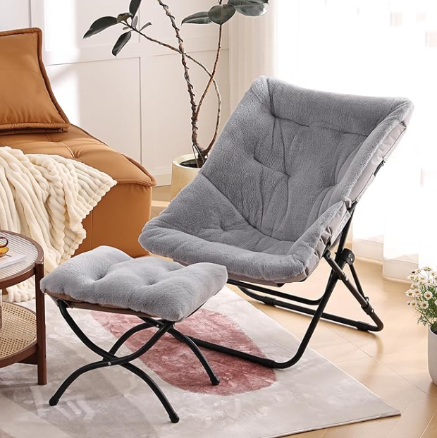 Givjoy Comfy Saucer Chair with Ottoman
