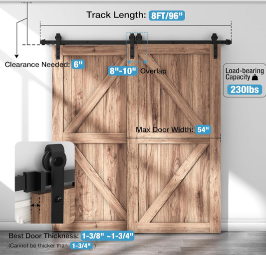 Bypass Sliding Barn Door Hardware Kit