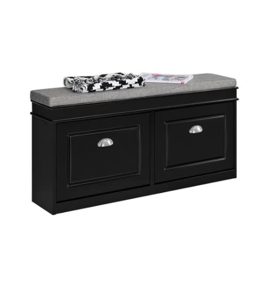 Shoe Bench Shoe Storage Cabinet with 2 Flip-Drawer and Padded Seat Cushion Shoe Rack Organizer for Hallway