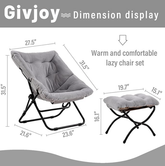 Givjoy Comfy Saucer Chair with Ottoman