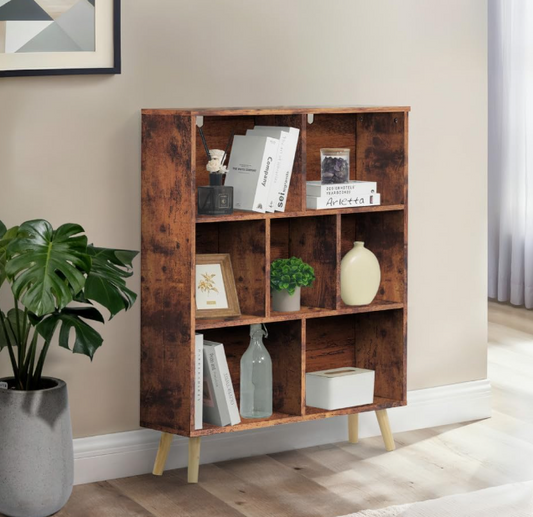 7 Cube 3 Tier Mid Century Bookshelf