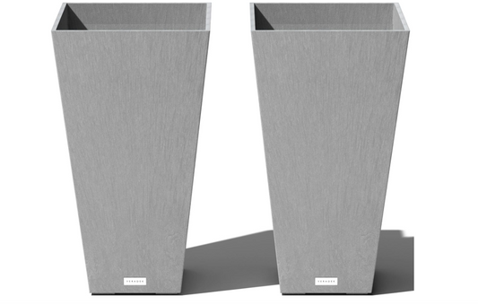 Outdoor Taper Planter, 2-Pack (26 inch, Grey)