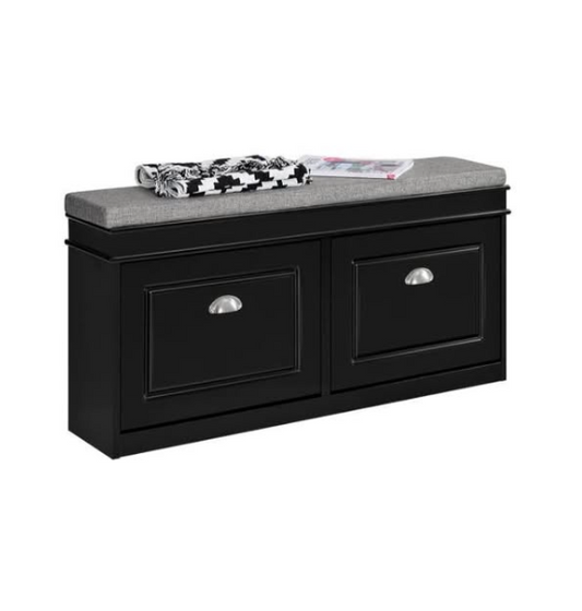 Shoe Bench Shoe Storage Cabinet with 2 Flip-Drawer and Padded Seat Cushion Shoe Rack Organizer for Hallway