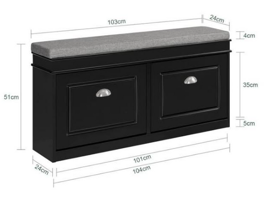 Shoe Bench Shoe Storage Cabinet with 2 Flip-Drawer and Padded Seat Cushion Shoe Rack Organizer for Hallway
